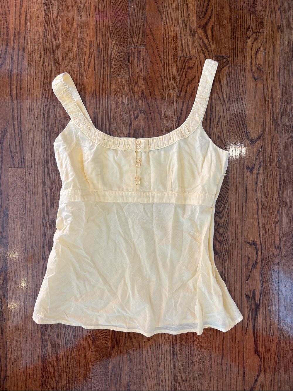 Vintage 100% Cotton Pale Yellow Ric Rac Anthropologie Babydoll Top